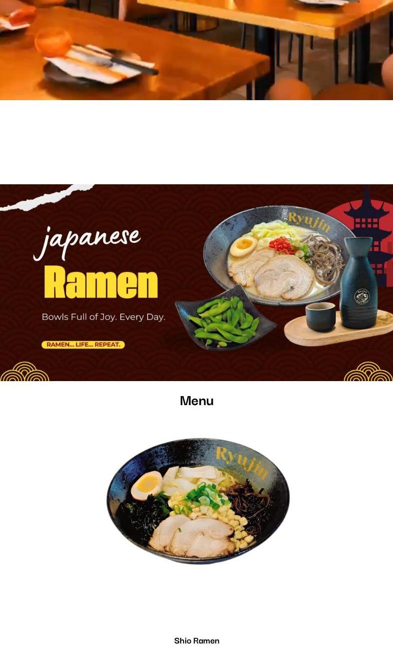 Ryujin Ramen | Roseville Menu