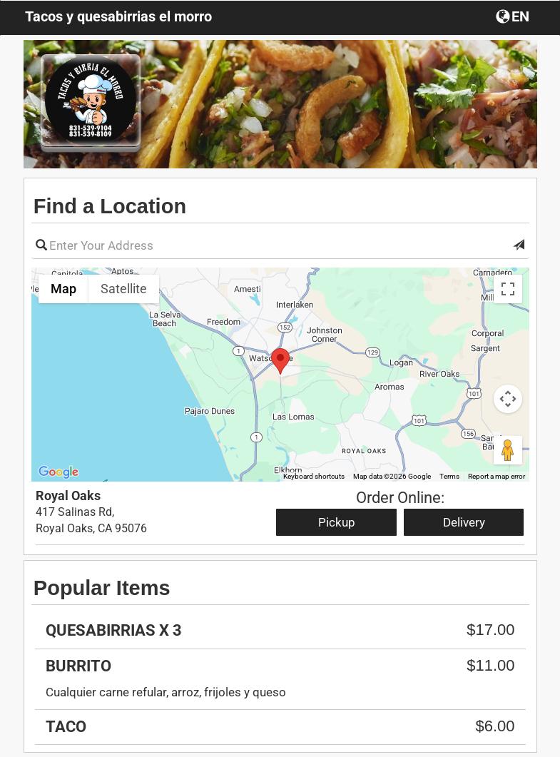 Tacos y quesabirrias el morro Menu