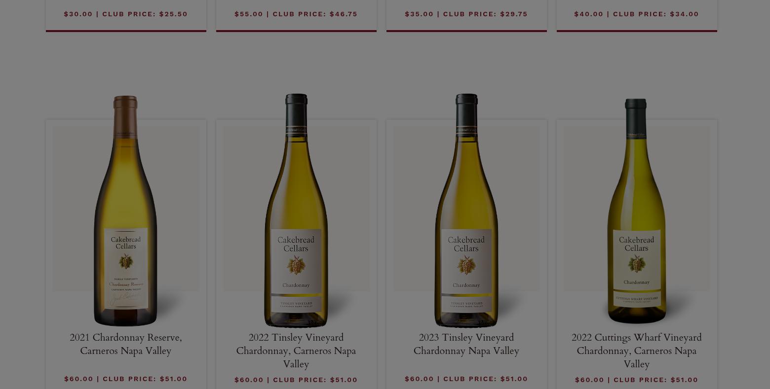 Cakebread Cellars Menu