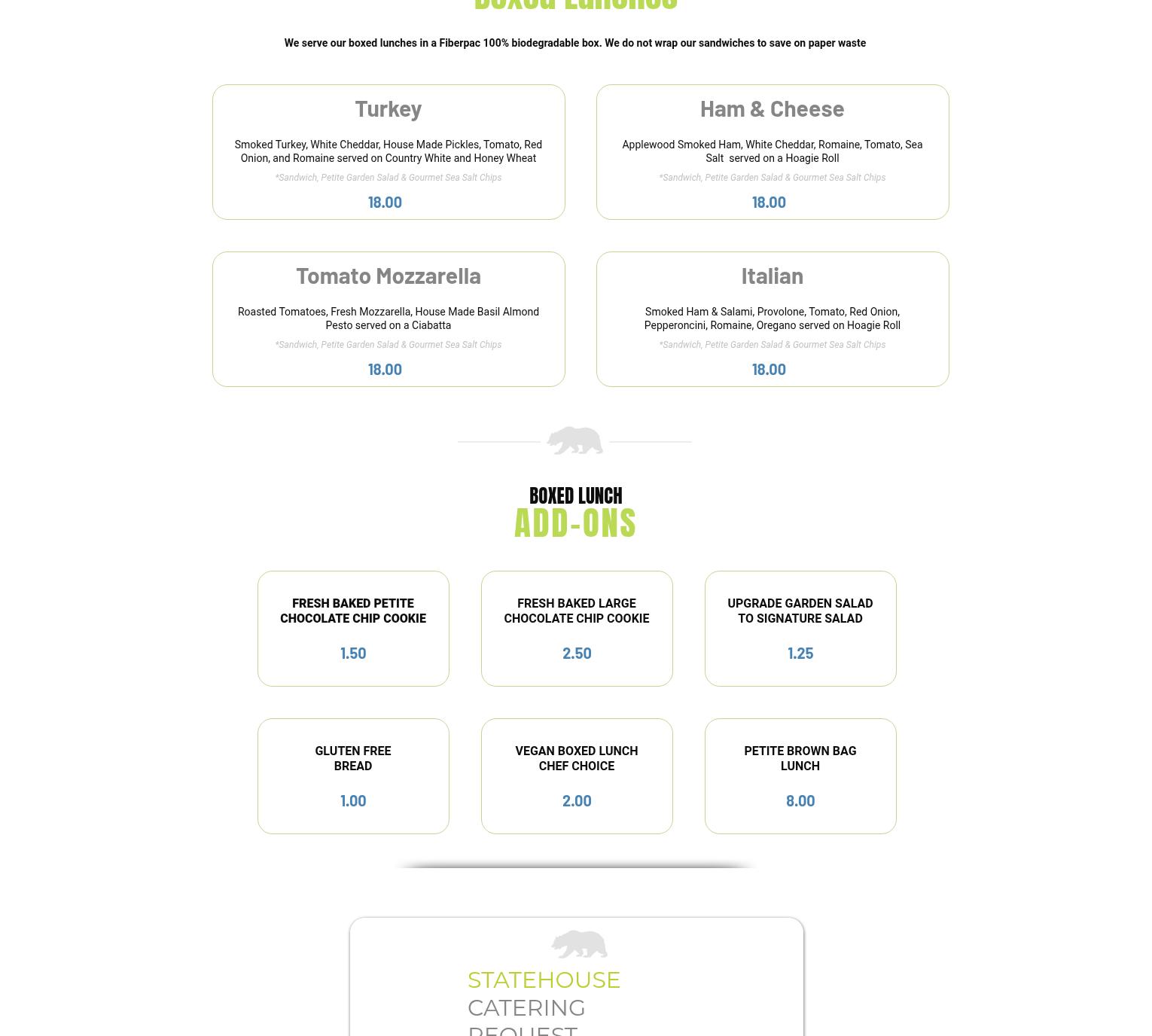 Statehouse Restaurant & Catering Menu