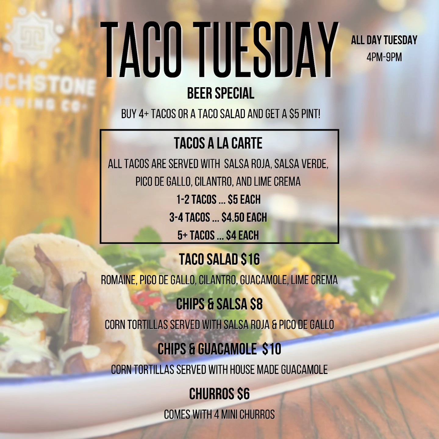 Touchstone Brewing Company Menu