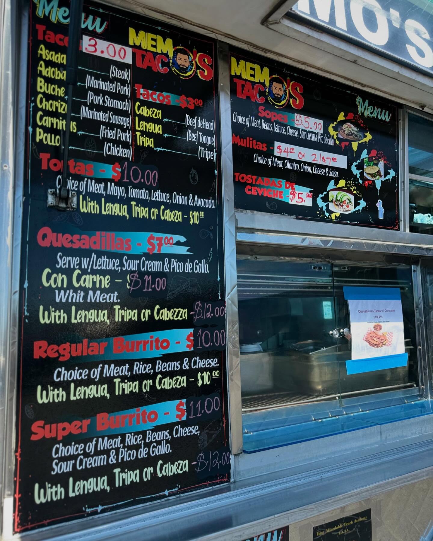 Old Style Taco's & Burrito Truck Menu