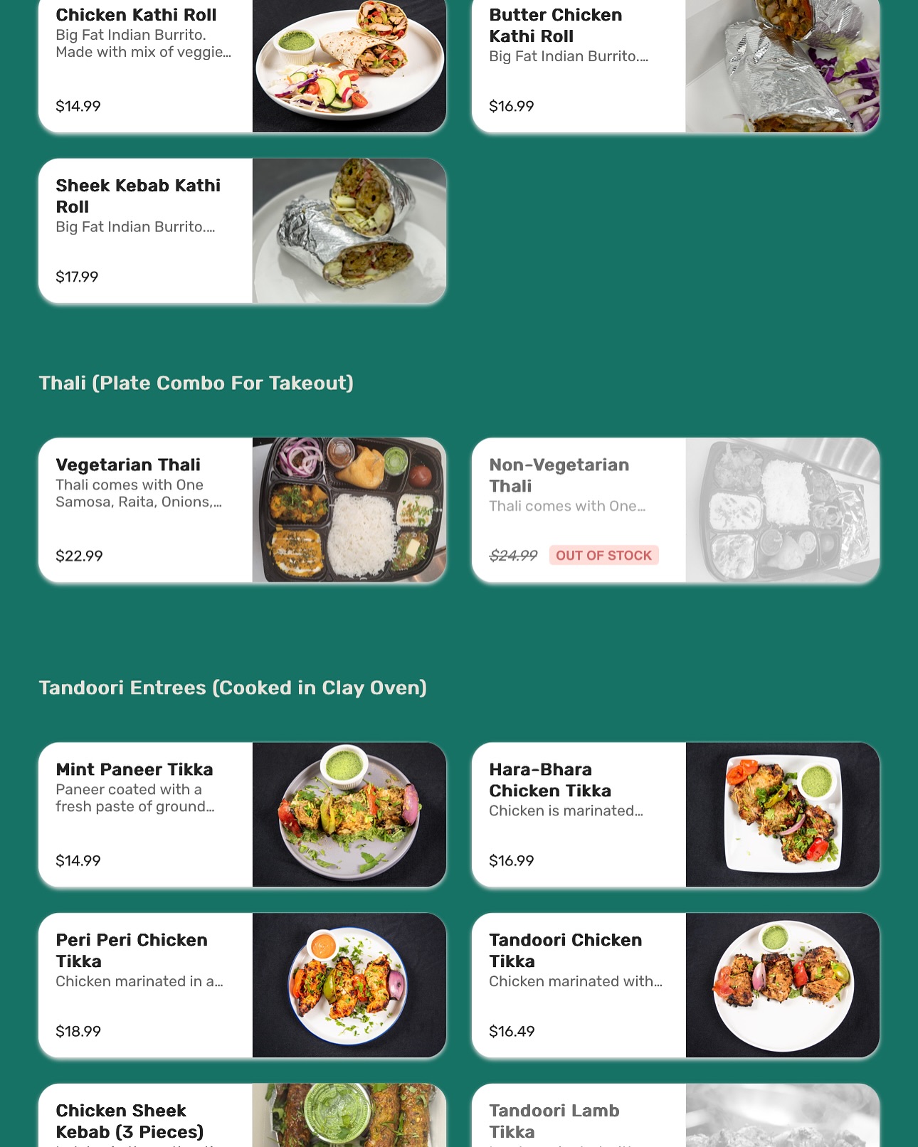 Indian Curries & Rolls (Takeout, Delivery & Catering) Menu