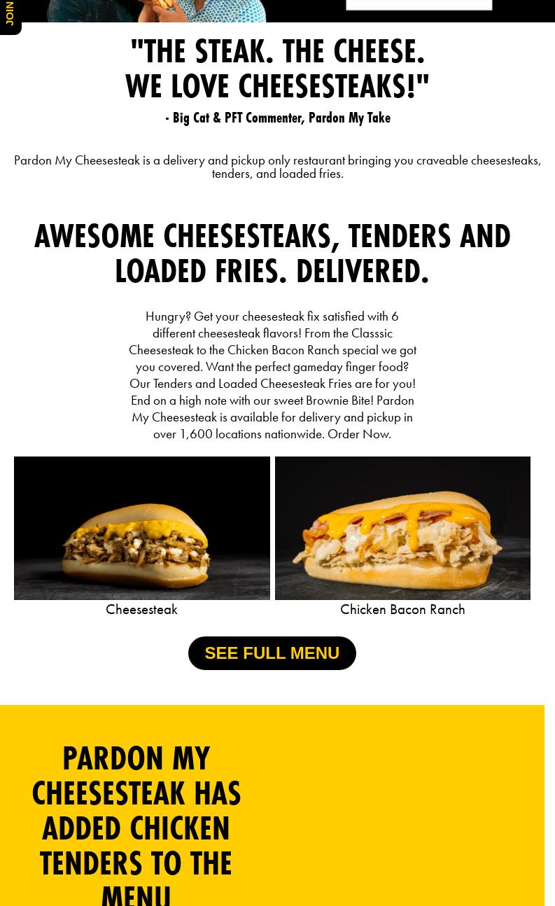 Pardon My Cheesesteak Menu