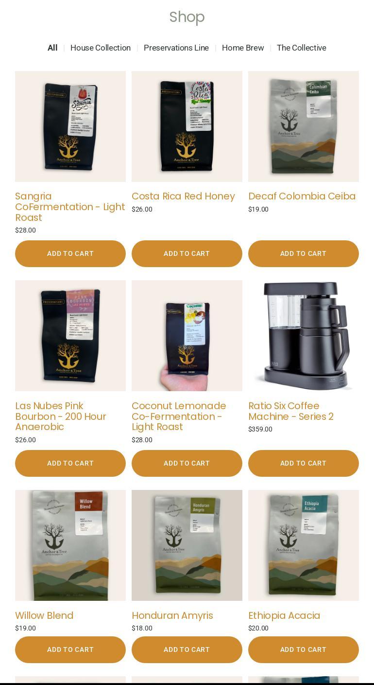 Anchor & Tree Coffee Roasting Co Menu