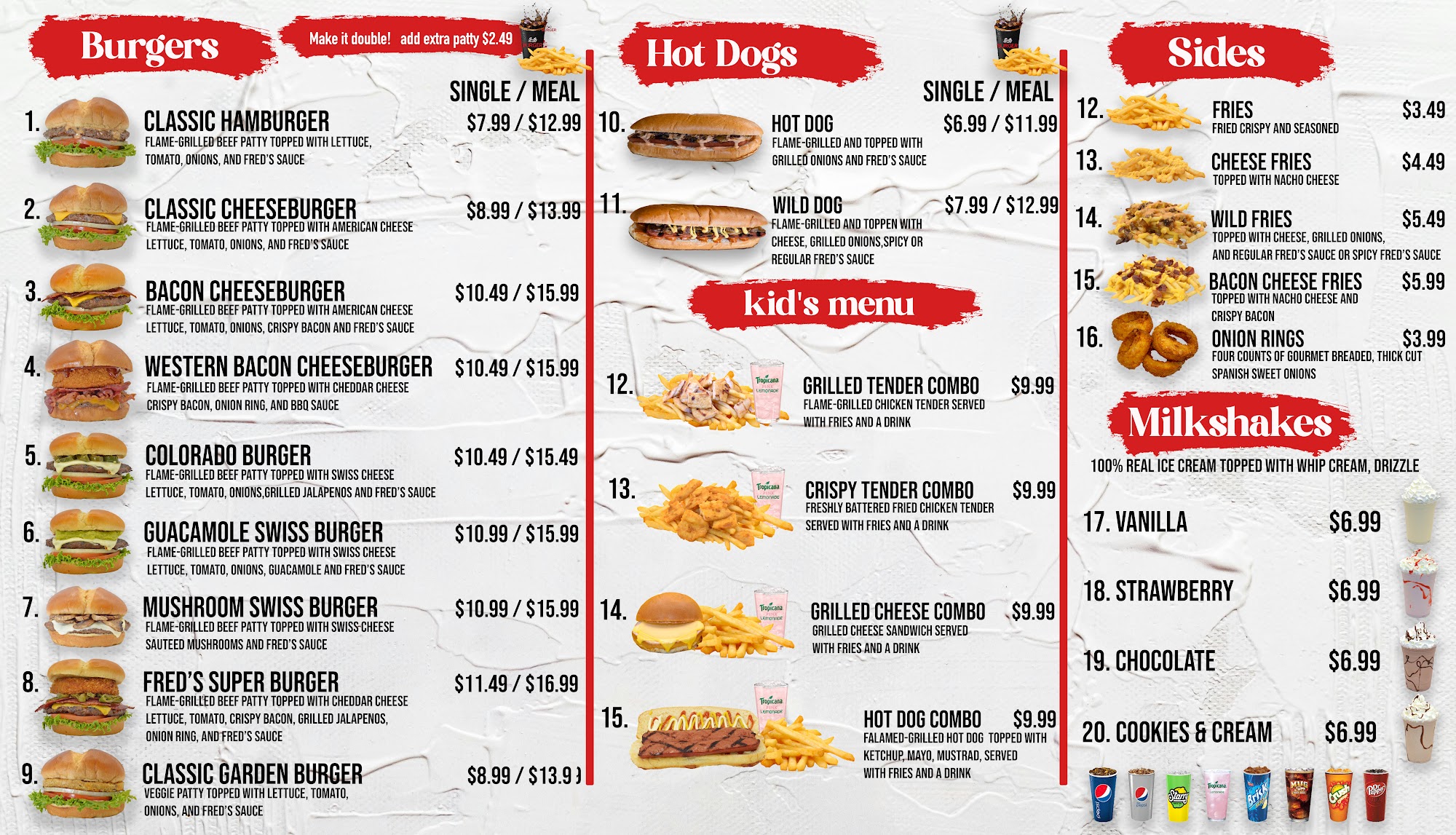 Fred's Burger Menu