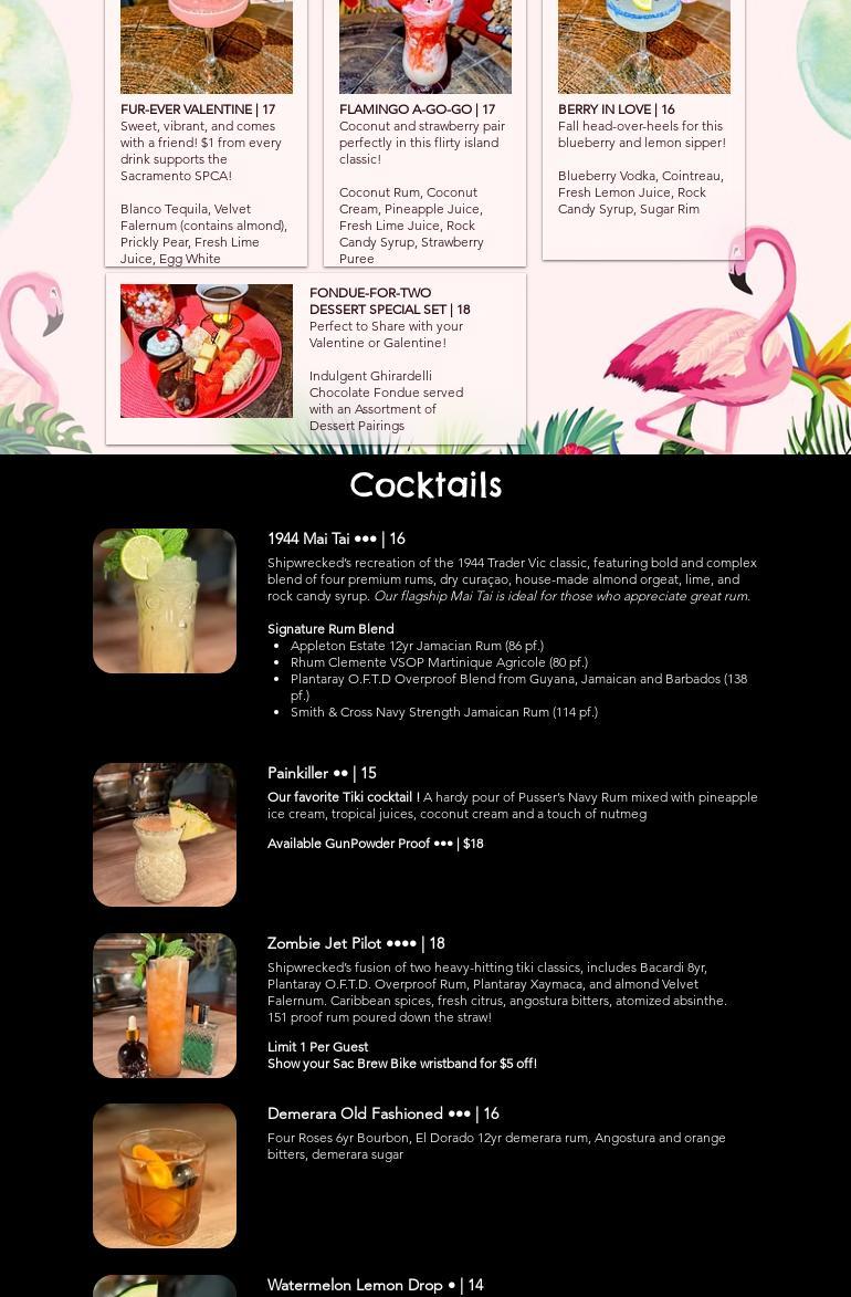 Shipwrecked Paradise Island Menu