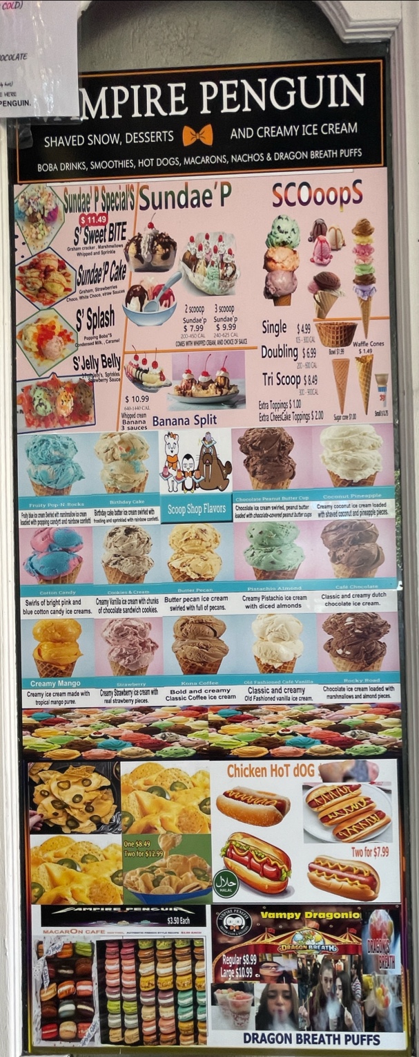 Vampire Penguin Sacramento Menu