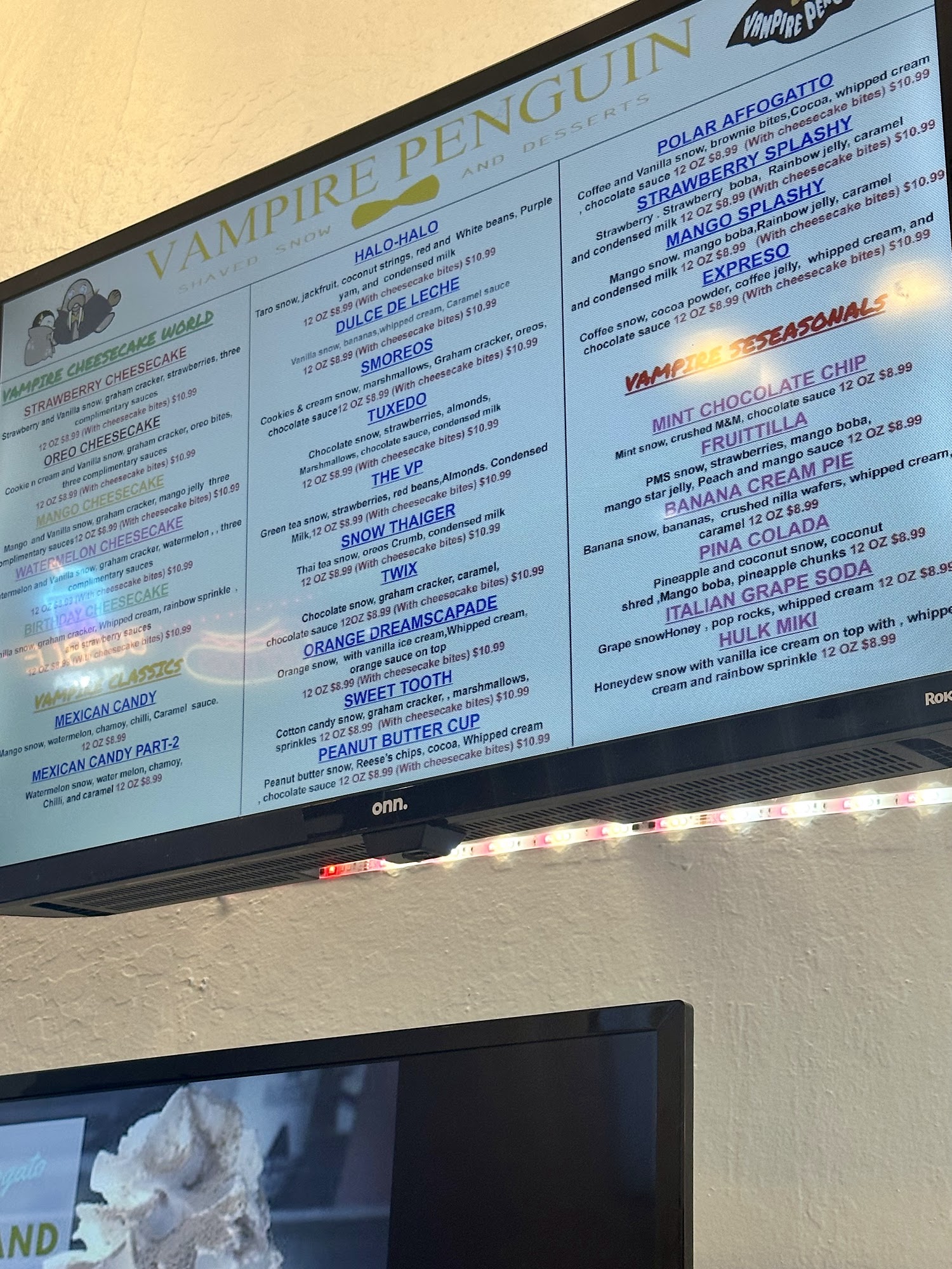 Vampire Penguin Sacramento Menu