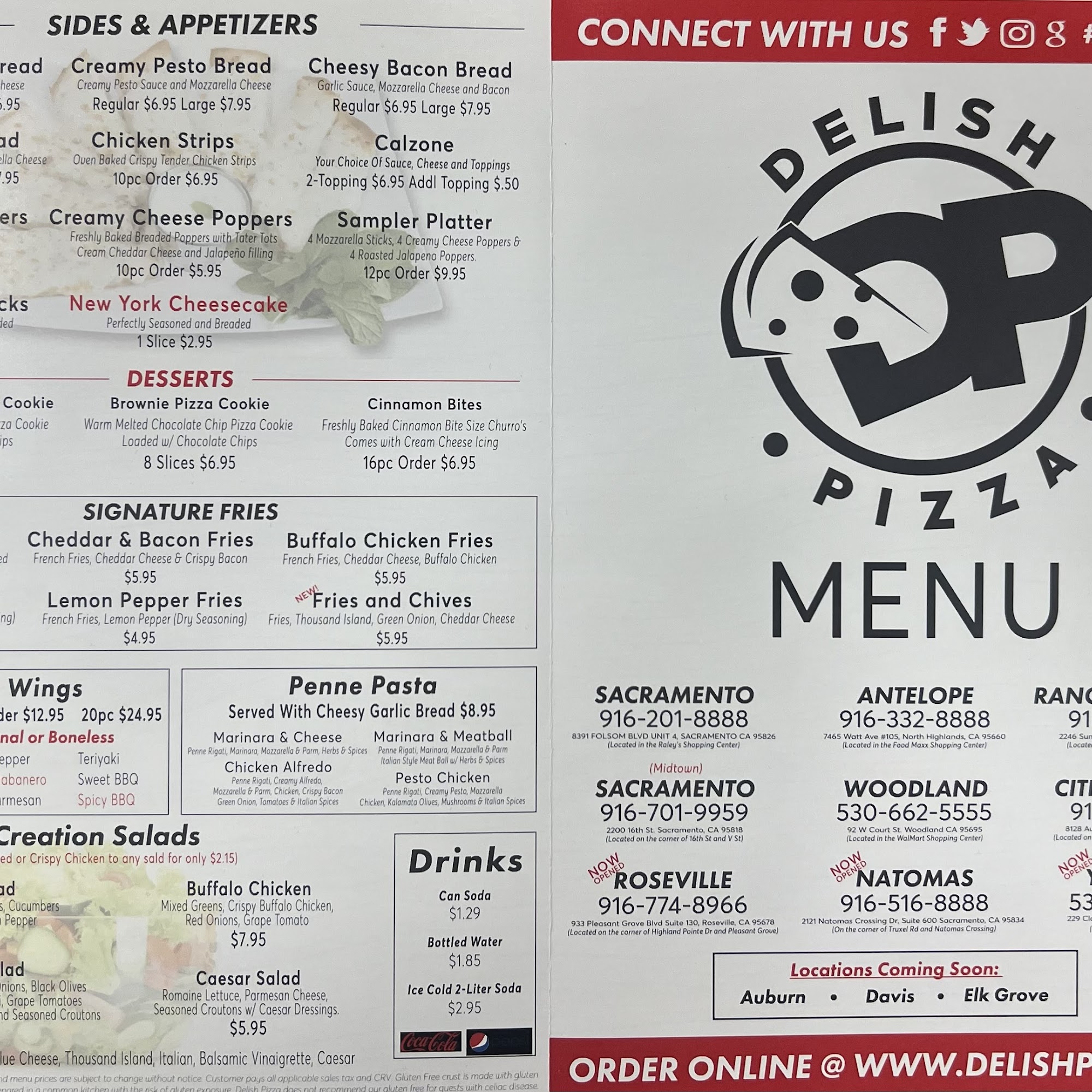 Delish Pizza Menu
