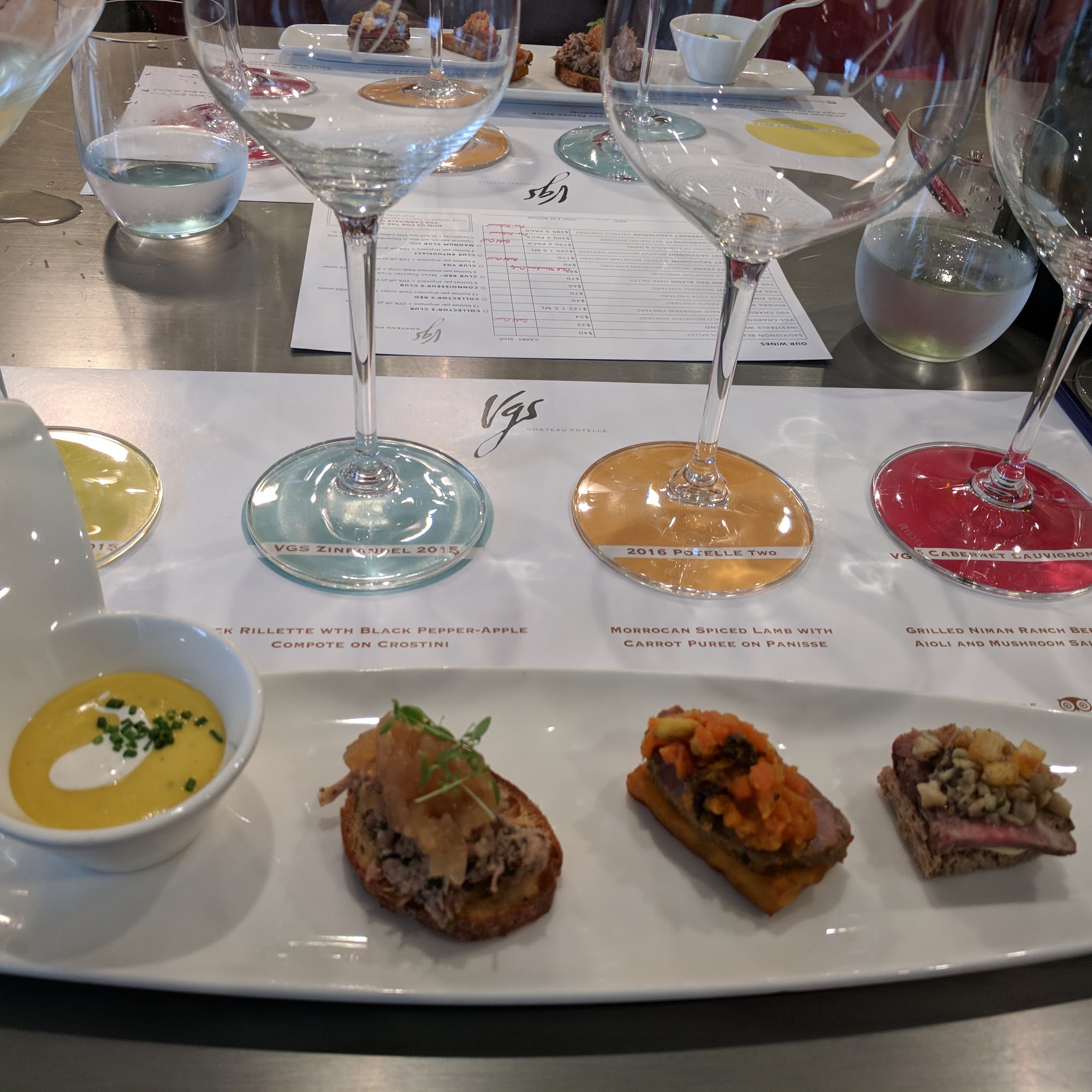 VGS Chateau Potelle Winery Menu