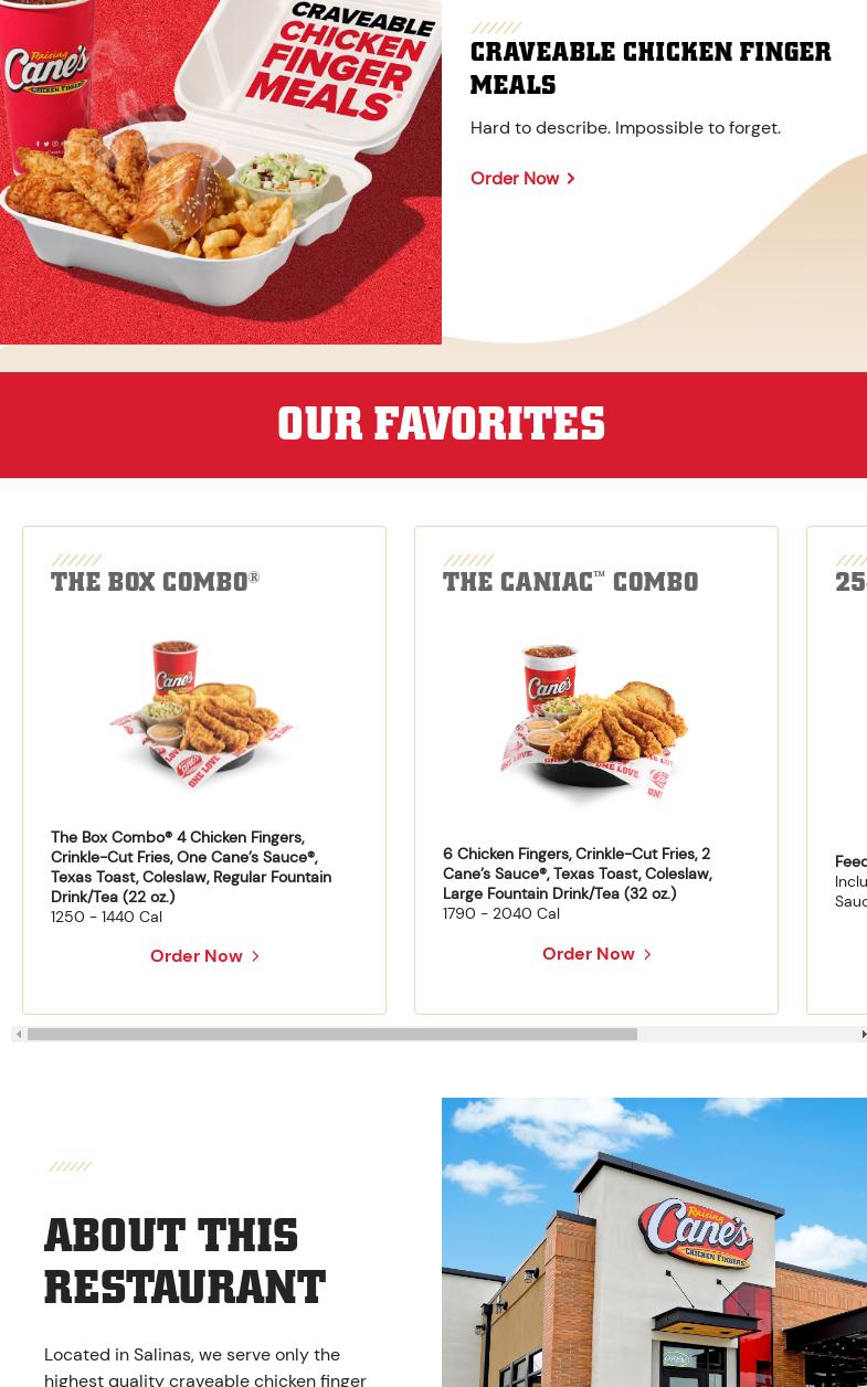 Raising Cane's Chicken Fingers Menu