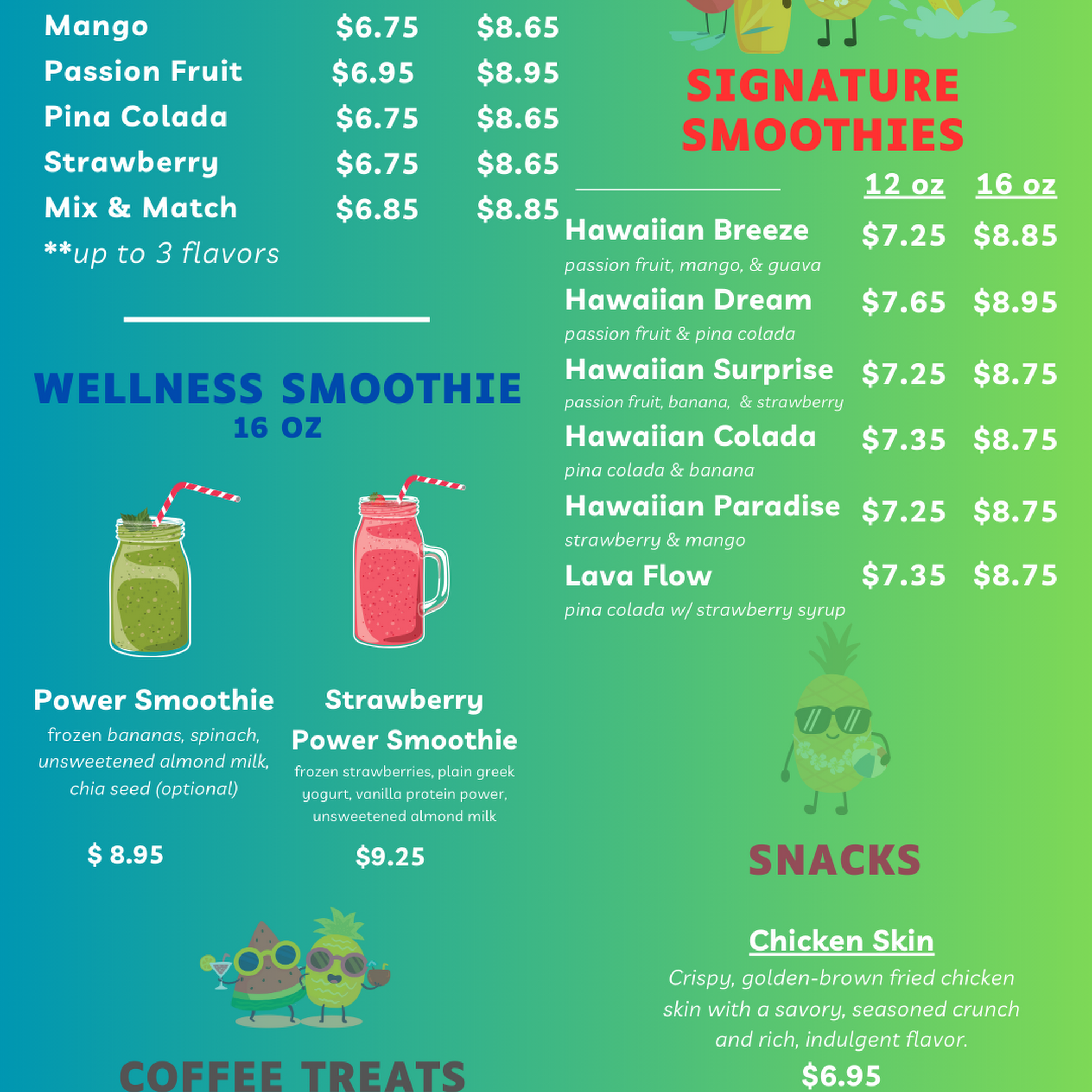 L Drinks and Snacks Menu