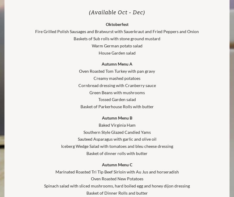 Nob Hill Catering Menu