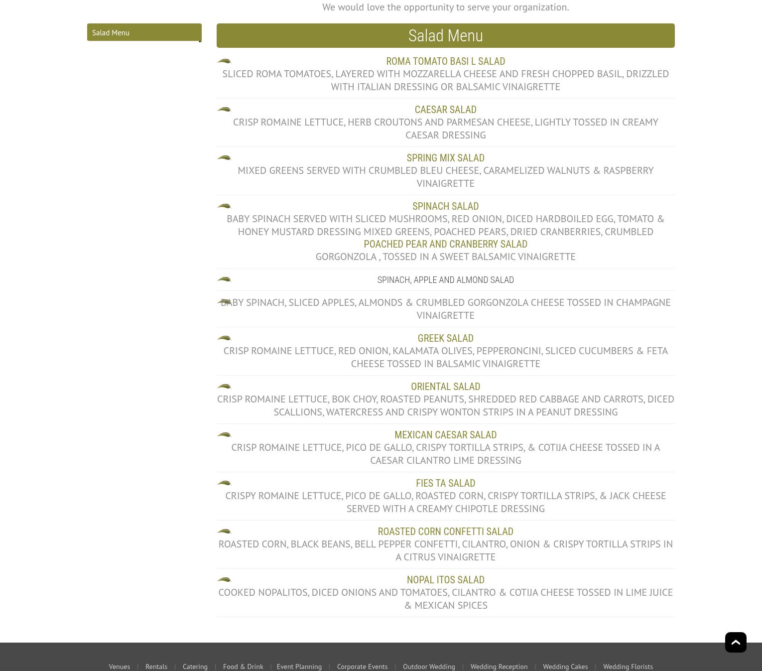 Ranch Catering & Events Menu