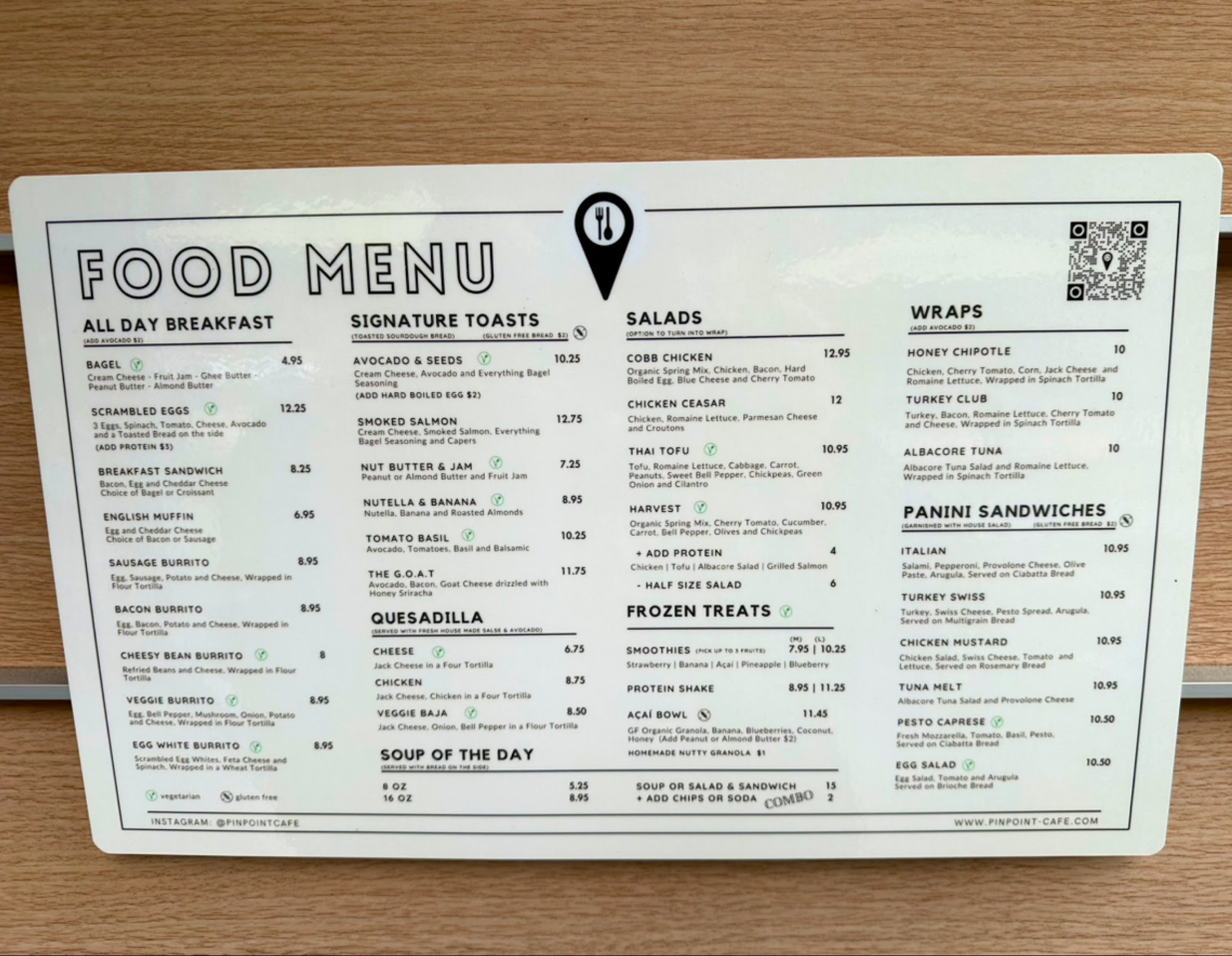Pinpoint Cafe Menu
