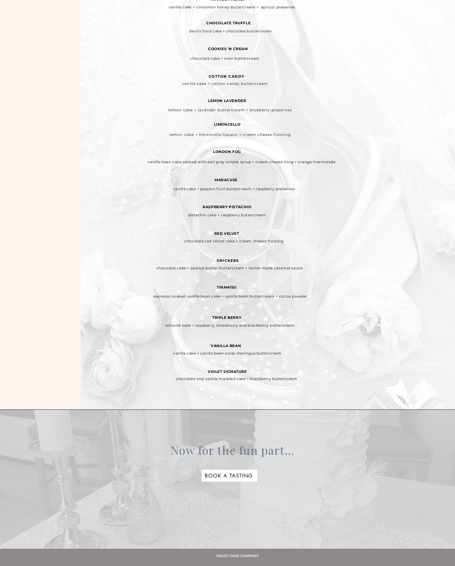 Violet Cake Co. Menu