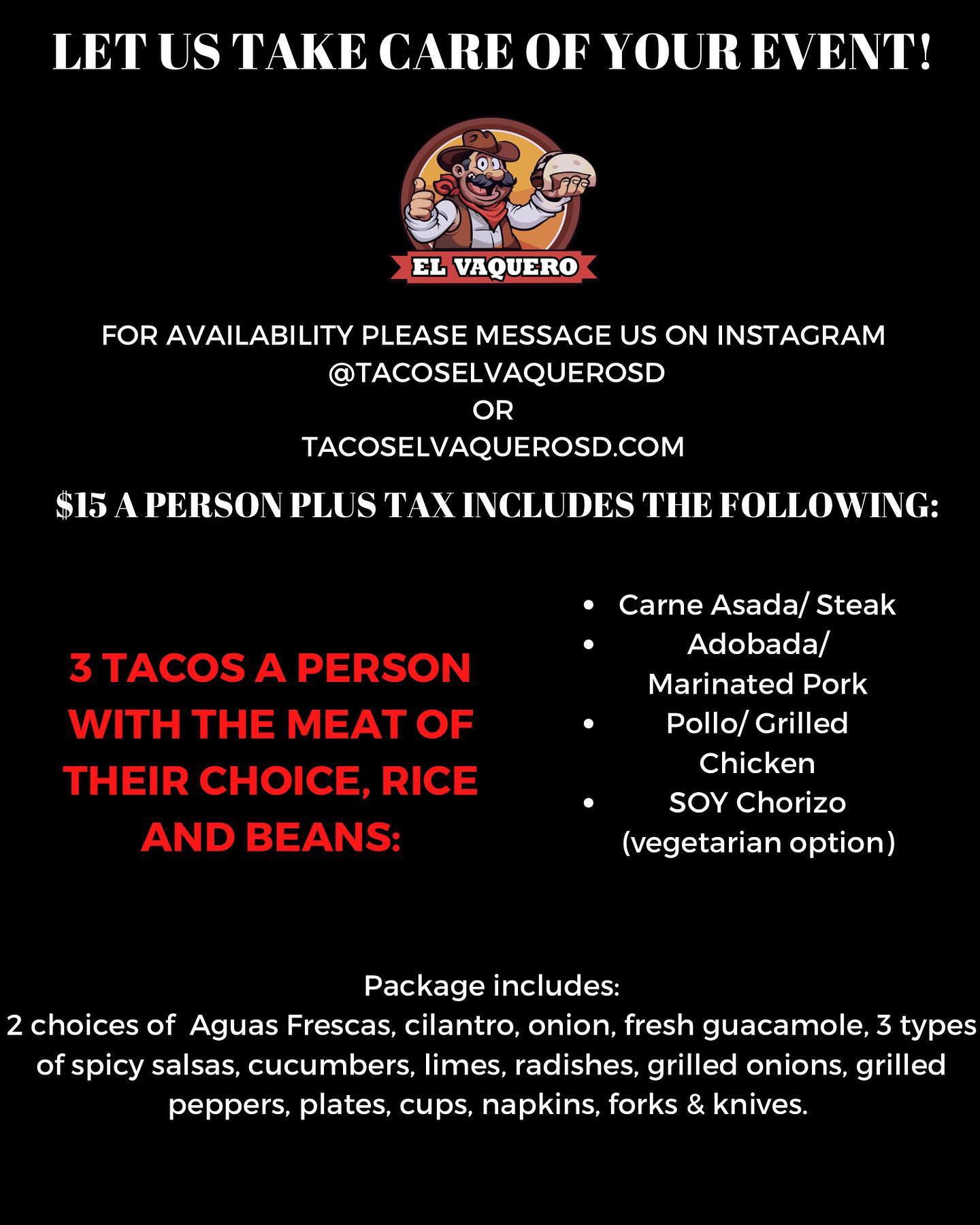 Tacos El Vaquero Menu