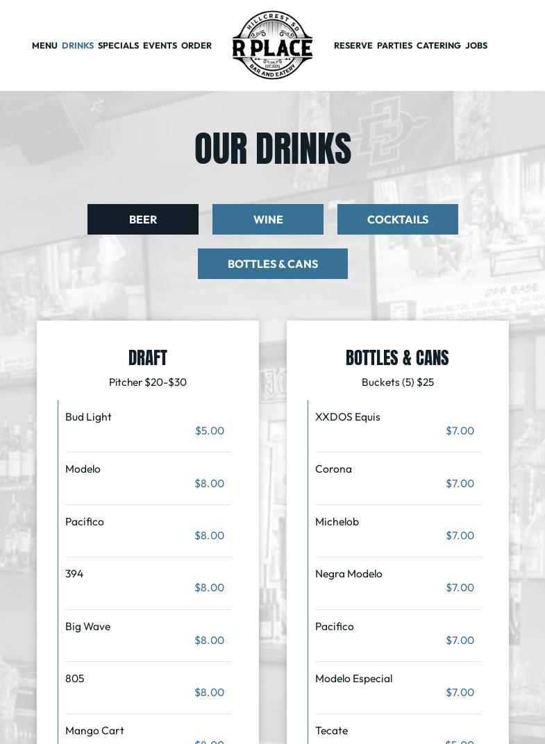 R Place Bar & Eatery Menu