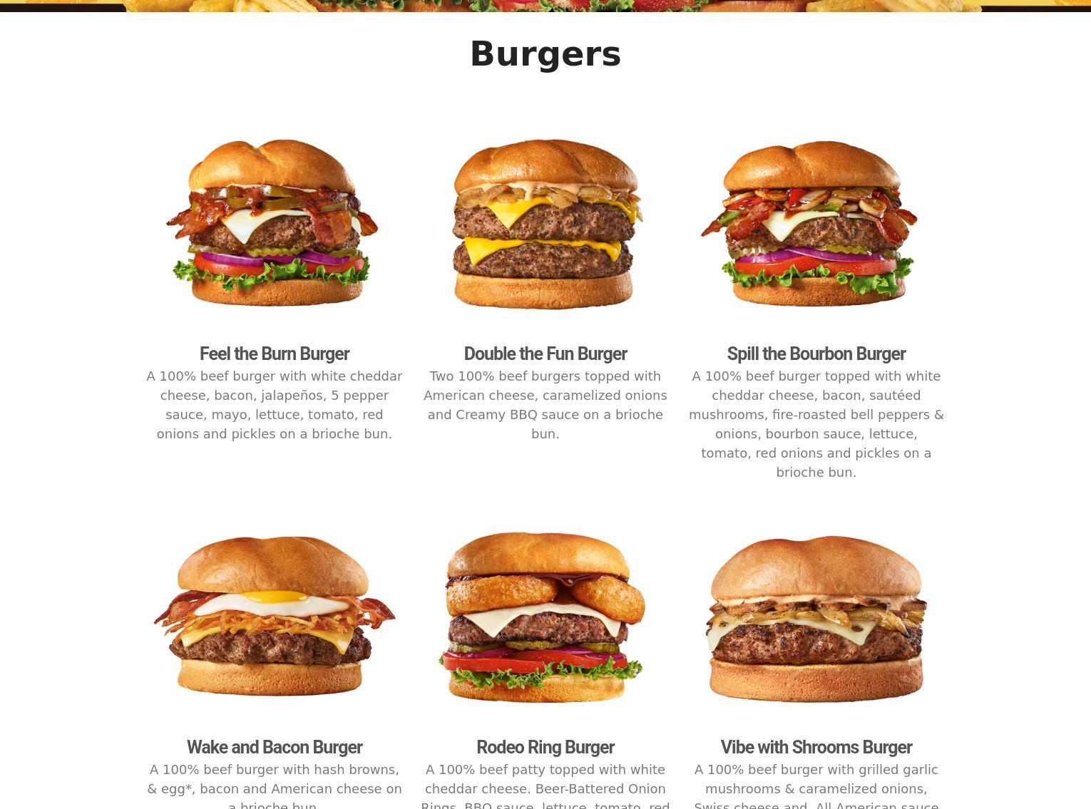 The Burger Den Menu