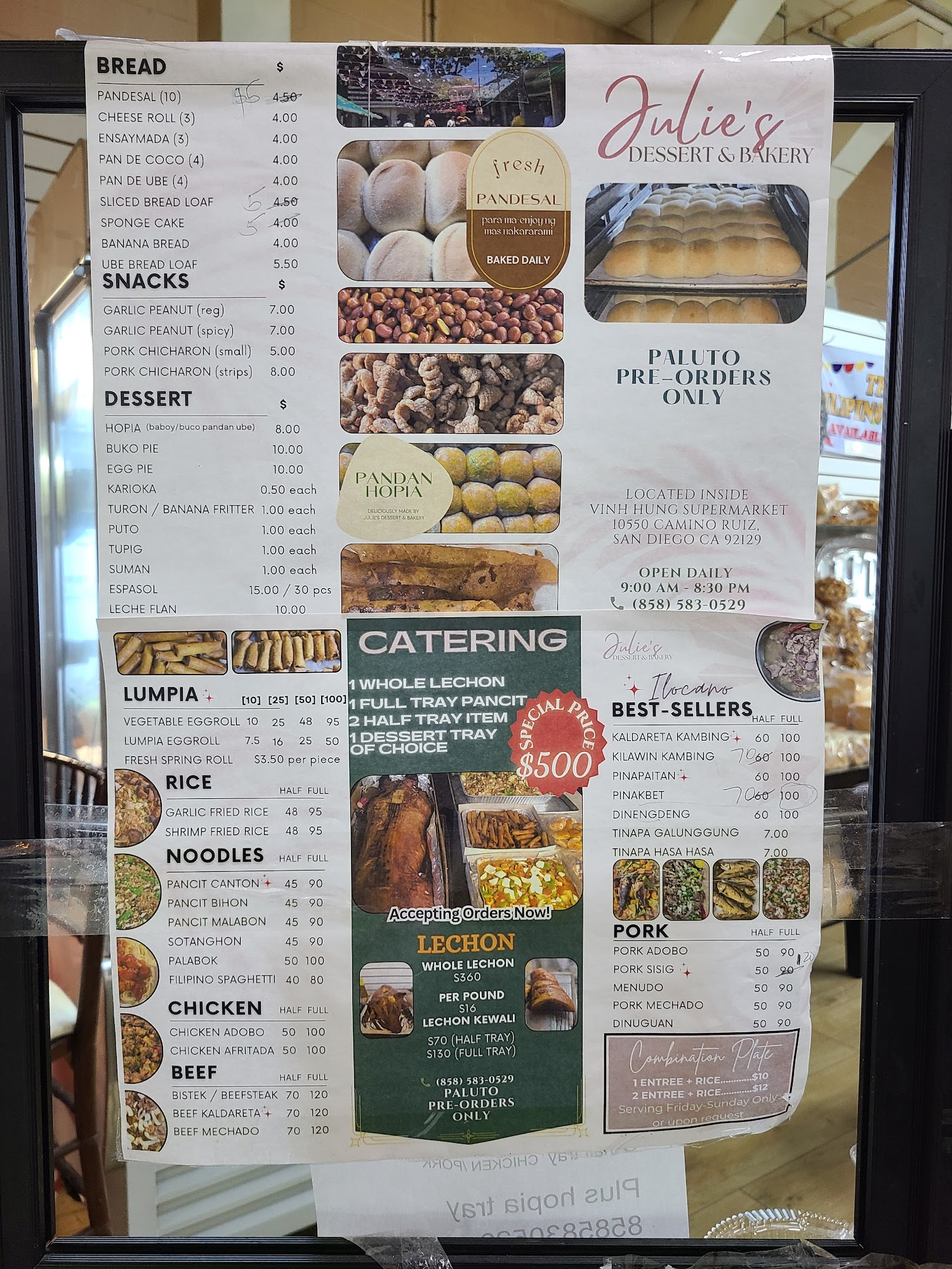 Julie's Desserts & Bakery Menu
