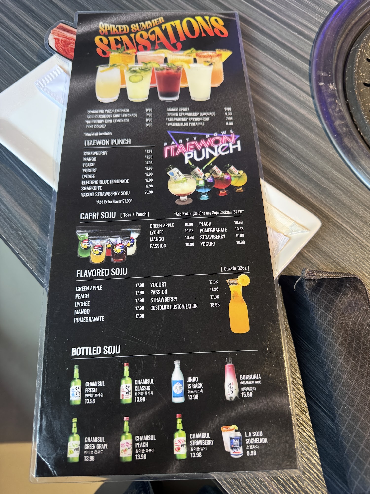 Gen Korean BBQ Menu