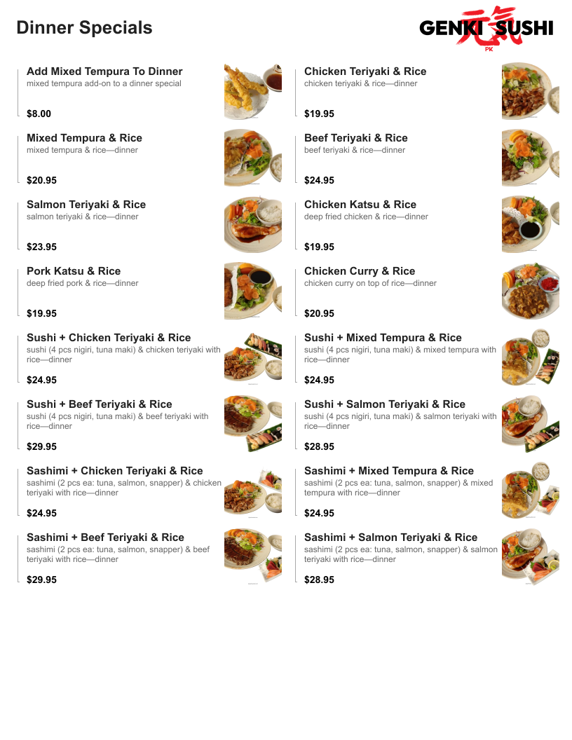Genki Sushi Menu