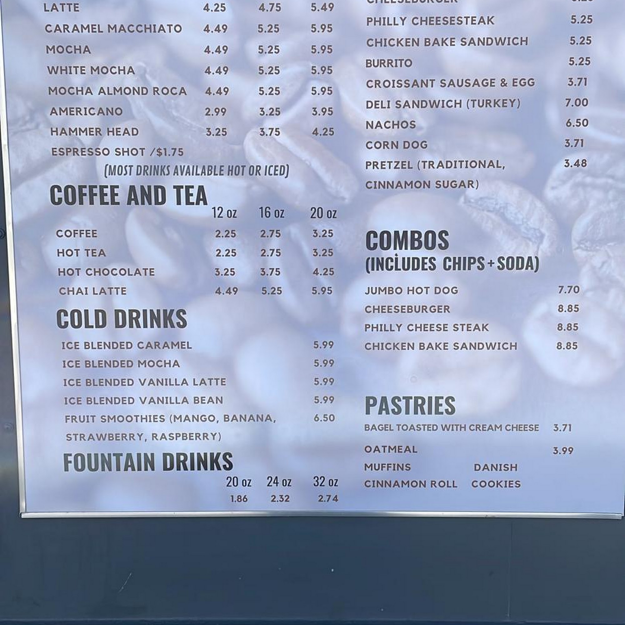Hot Blend Café Menu