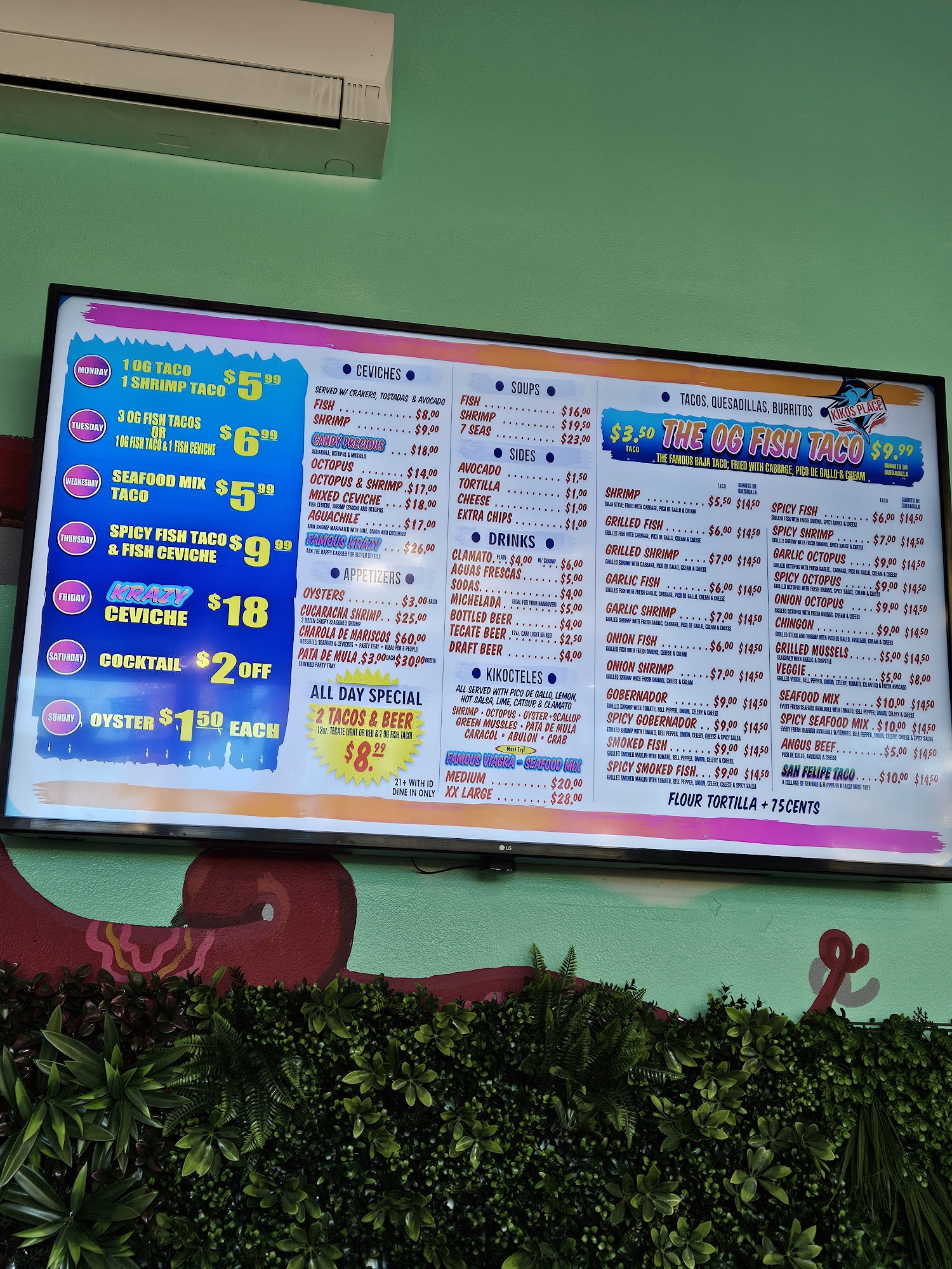 Kiko's Place restaurant Menu