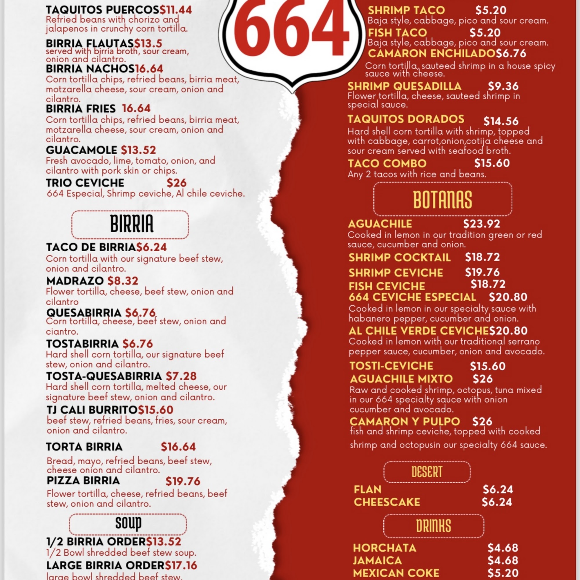 664 Menu