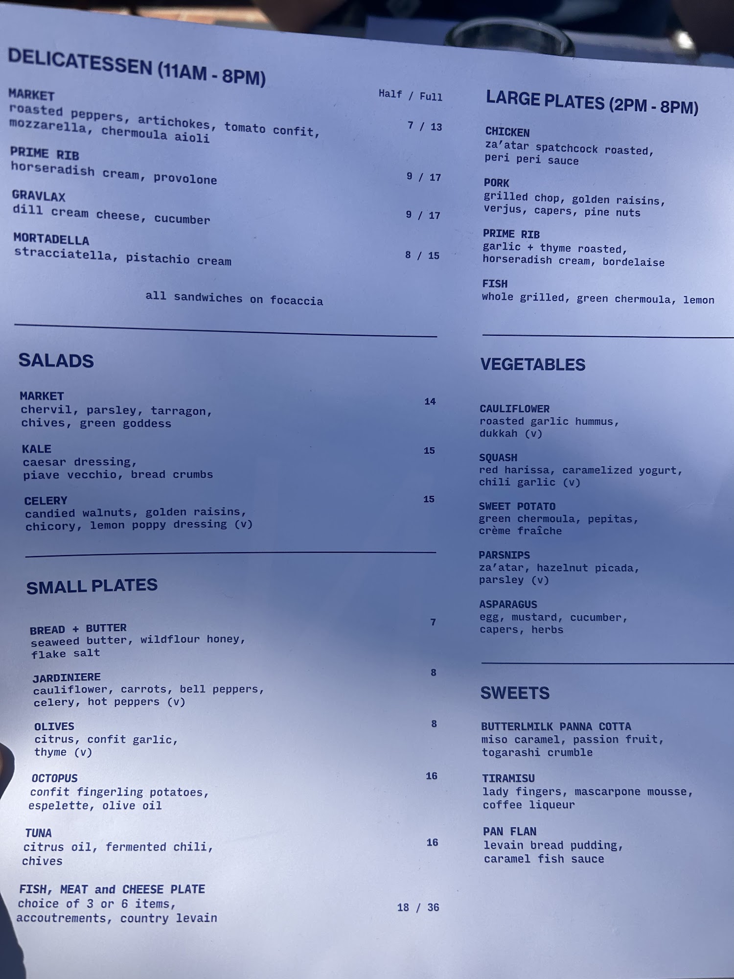 Wildflour Menu