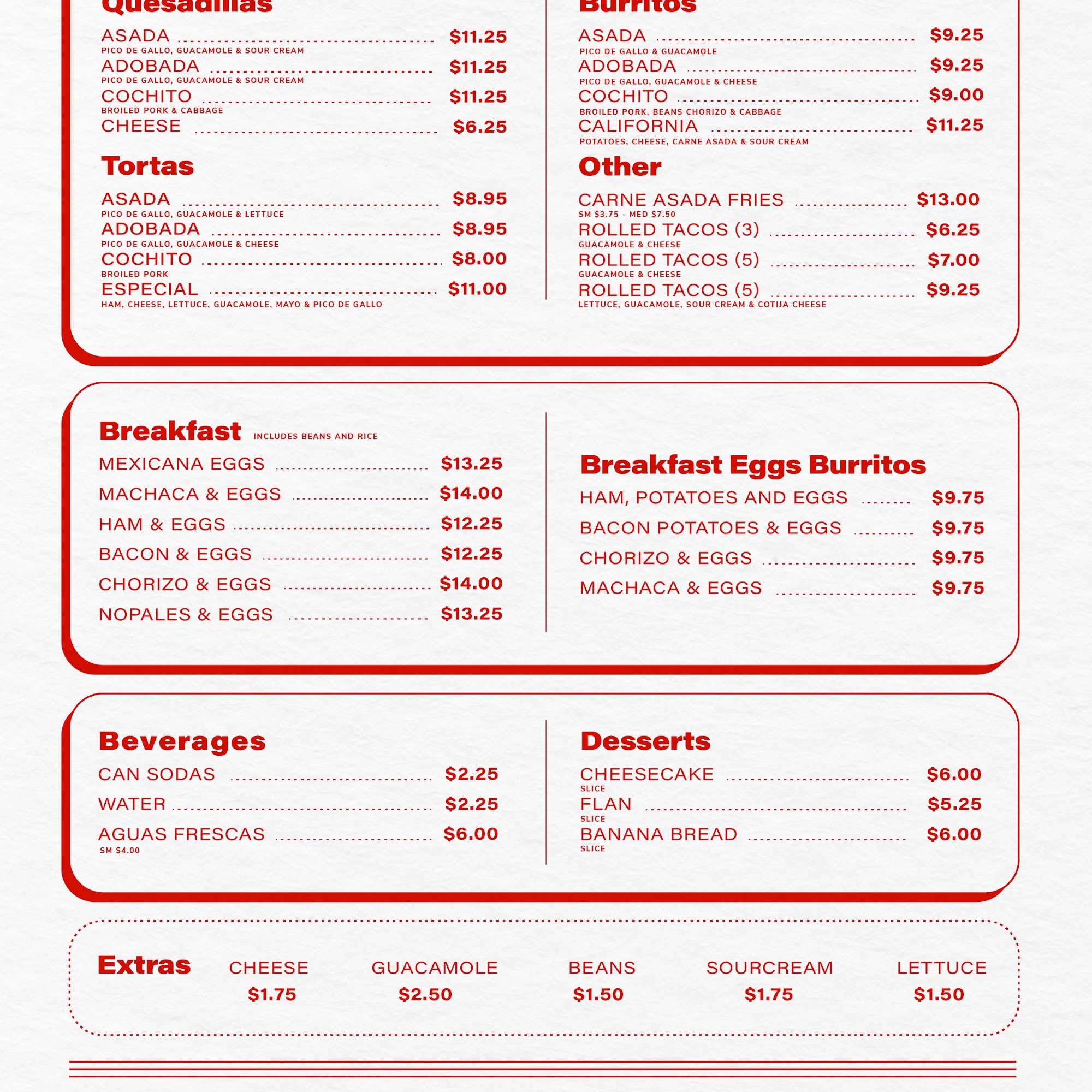 El Pariente San Diego Menu