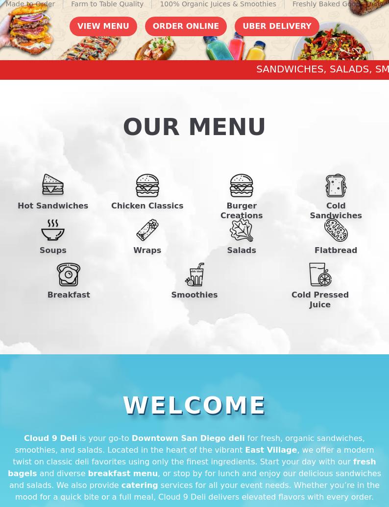 Cloud 9 Deli Menu