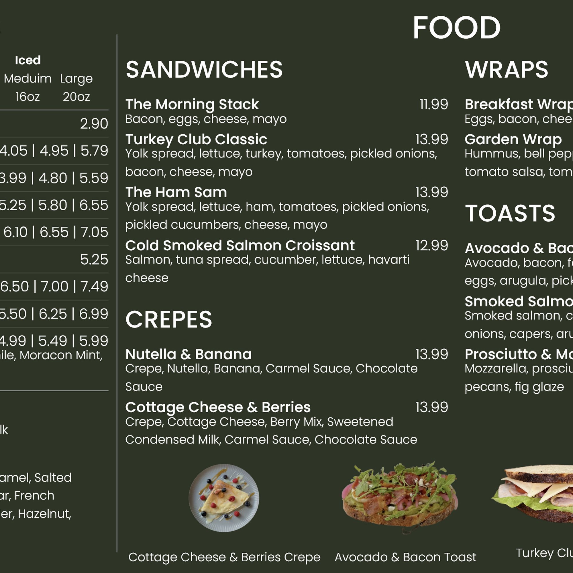 Shoreside Bakery Menu