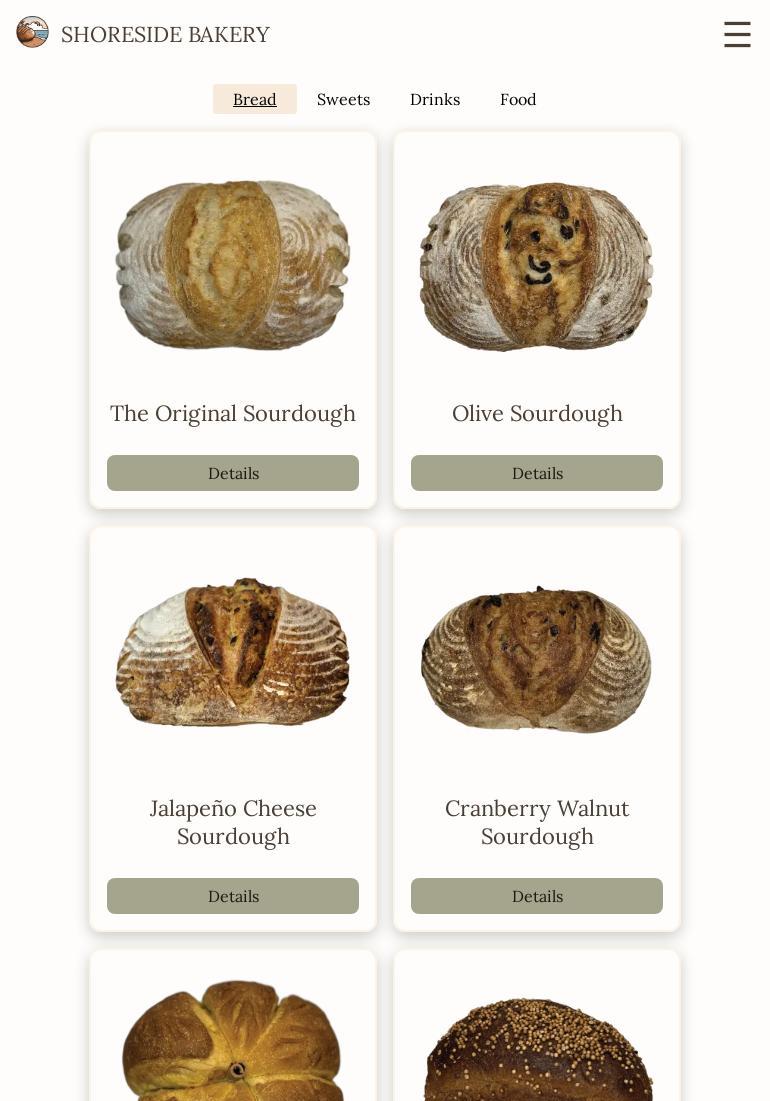 Shoreside Bakery Menu