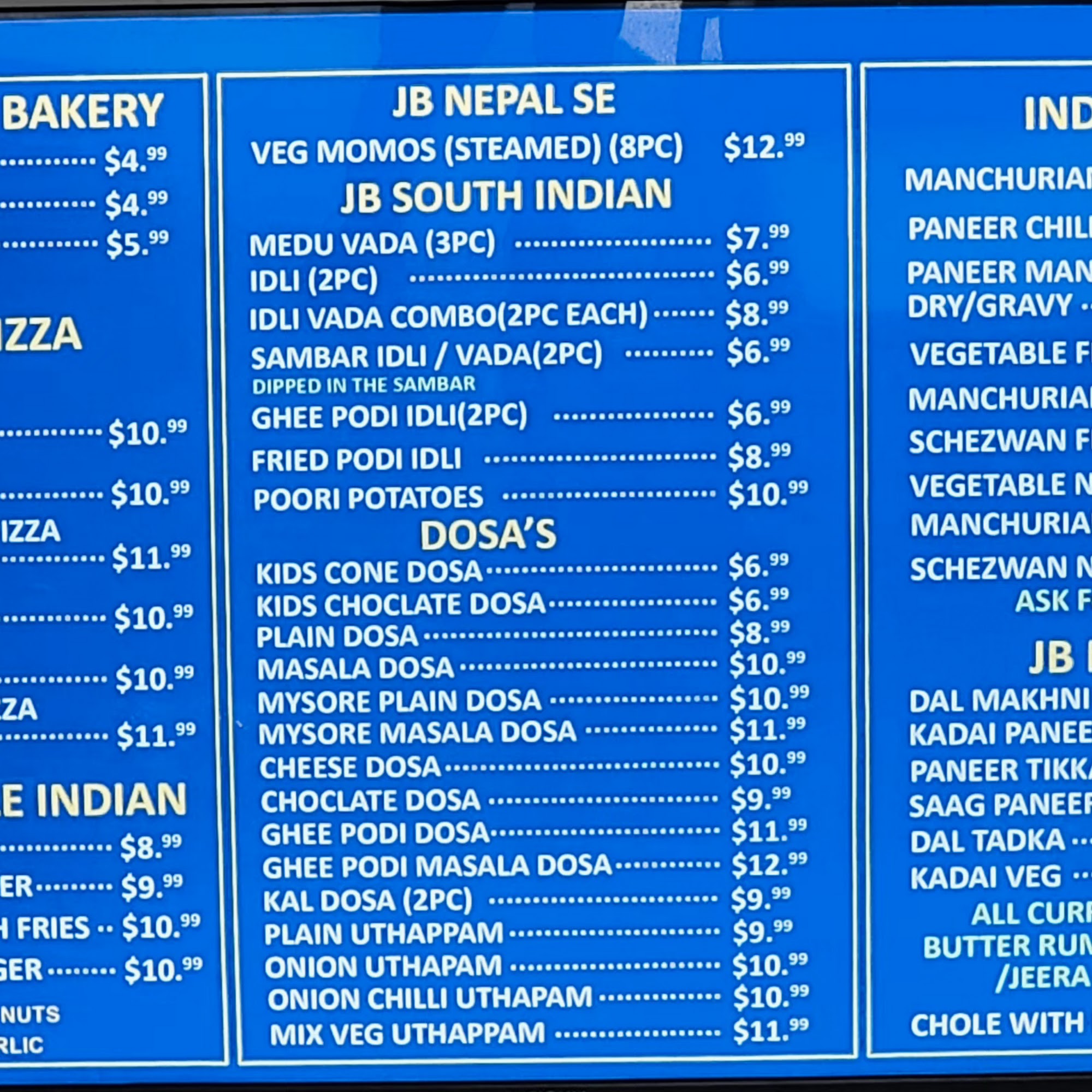 Jay Bhavani Vadapav Menu