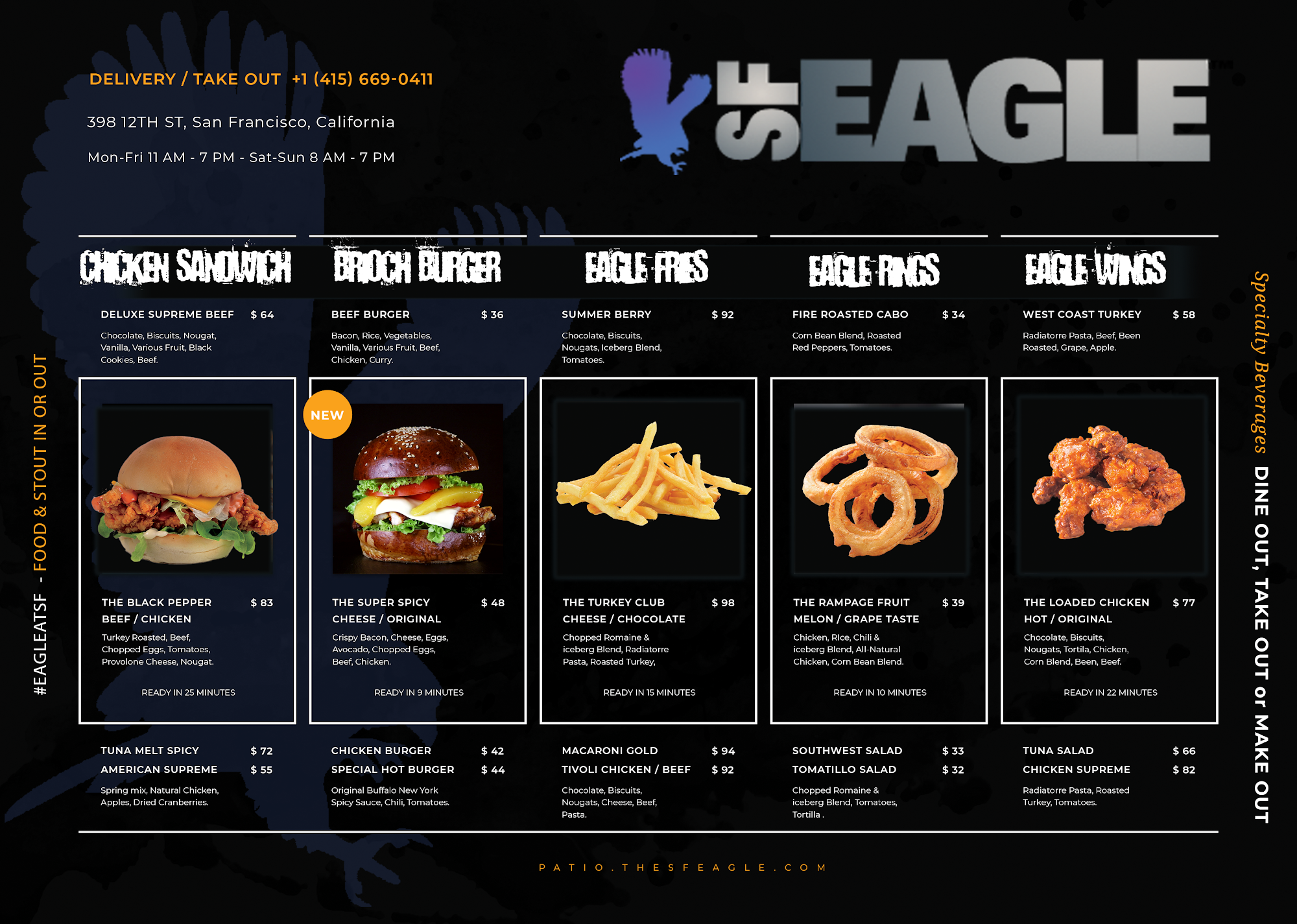 San Francisco Eagle Bar Menu