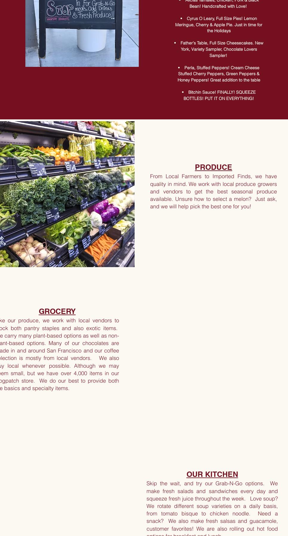 Mainstay Markets Menu