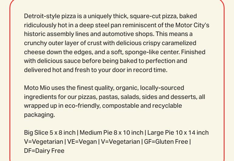 Moto Mio Pizzeria Menu