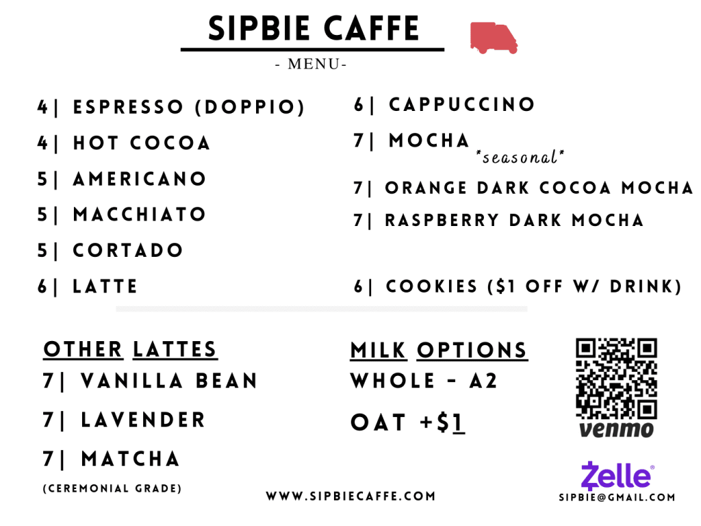 Sipbie Caffe Menu
