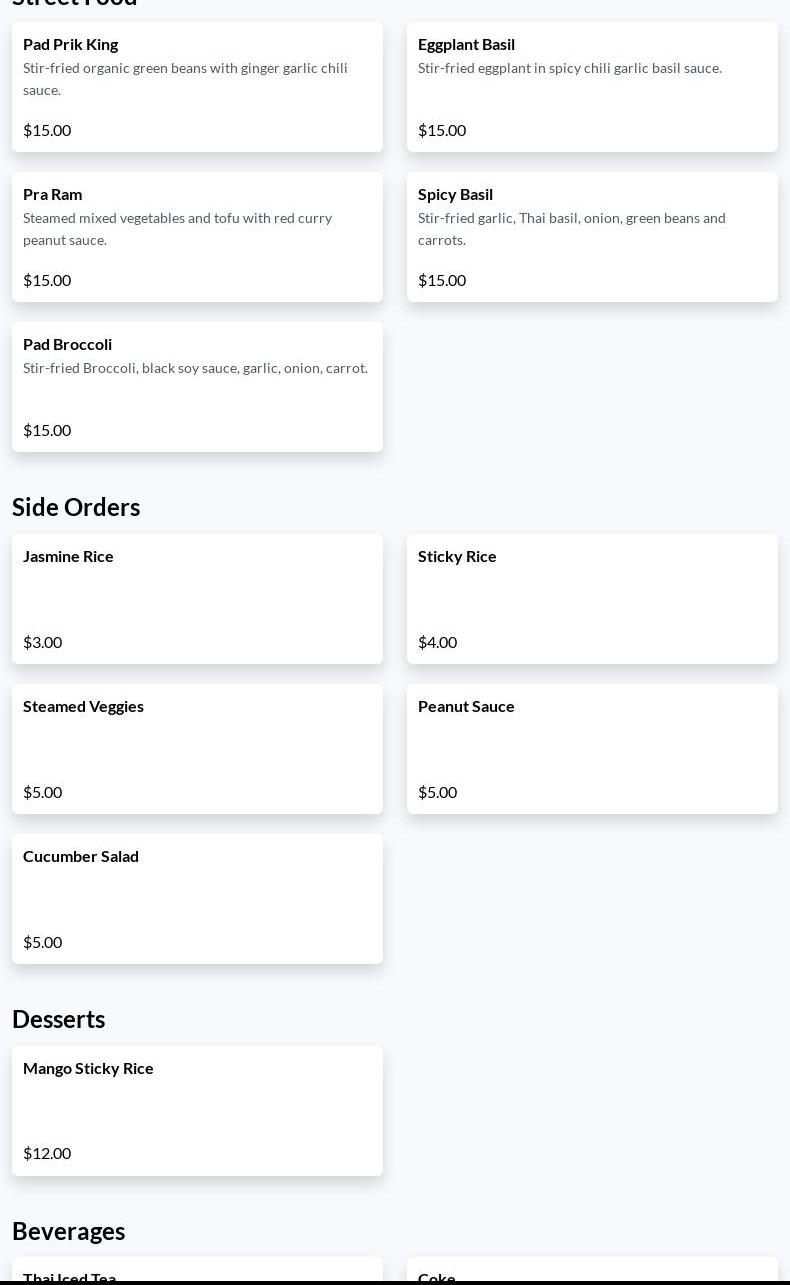 Aroi Thai Restaurant Menu