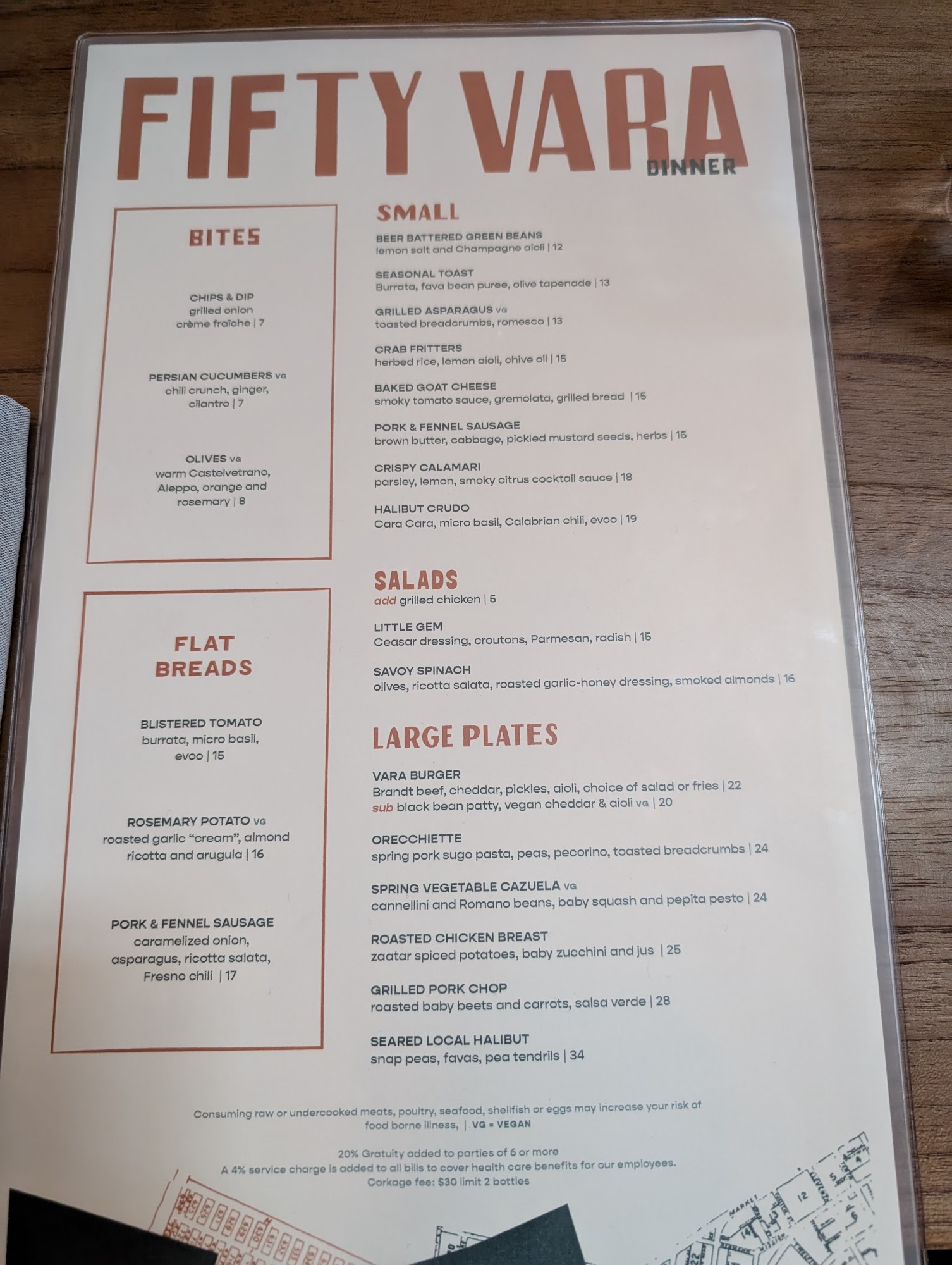 Fifty Vara Menu