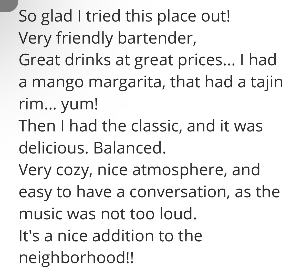 Las Margaritas Bar Menu