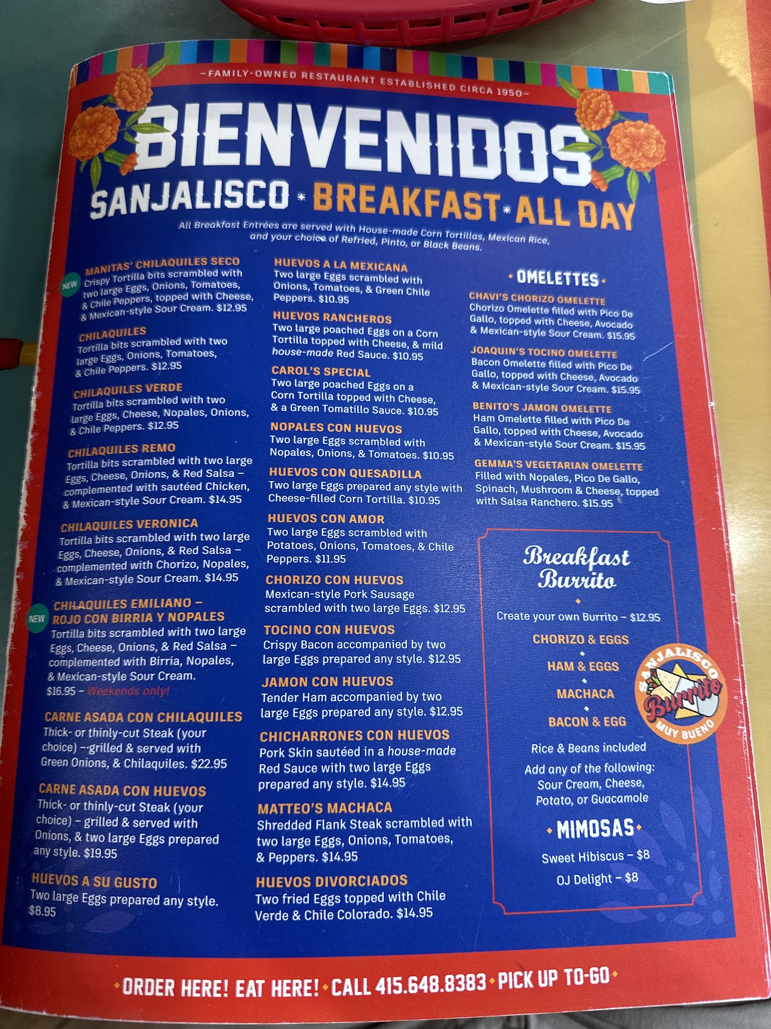 Los Jarritos Mexican Restaurant Menu