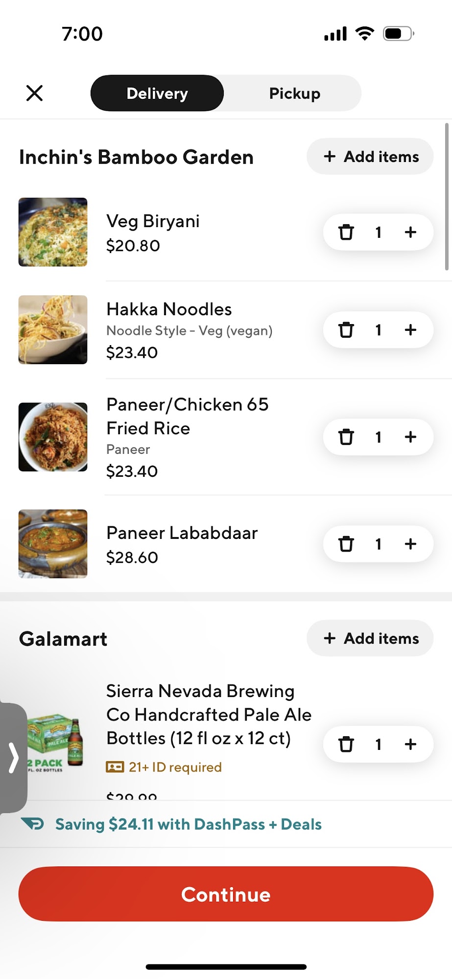 DoorDash Menu