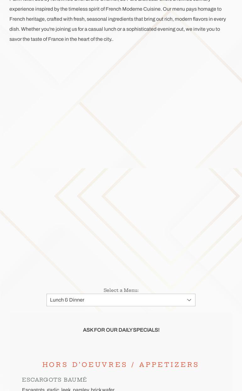 Le Parc Bistrobar Menu