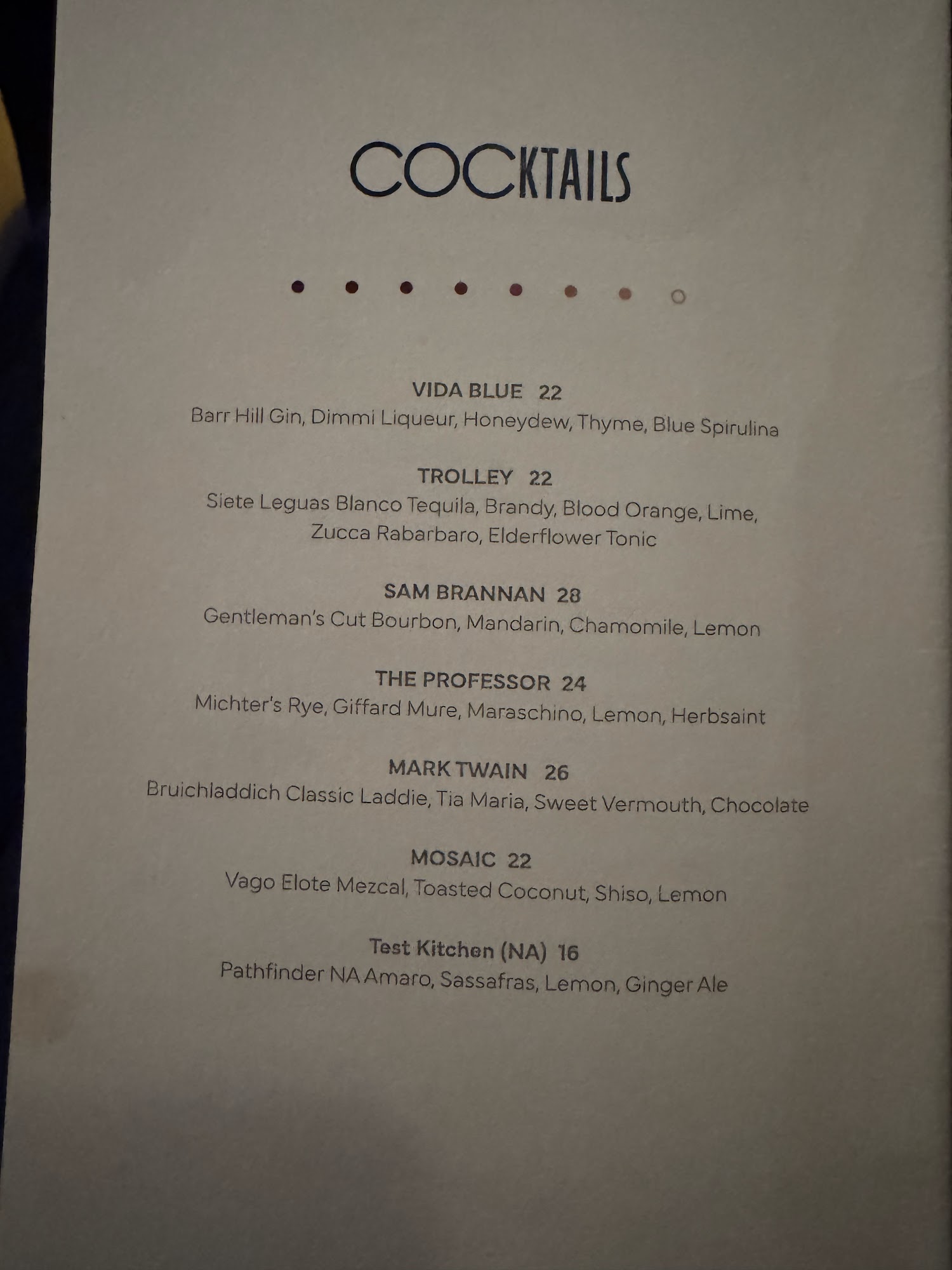 The Eighth Rule Menu