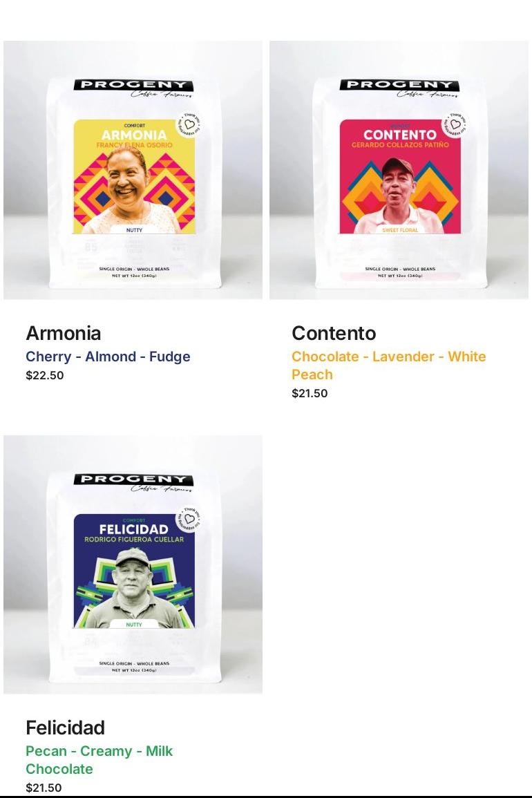 Progeny Coffee Menu