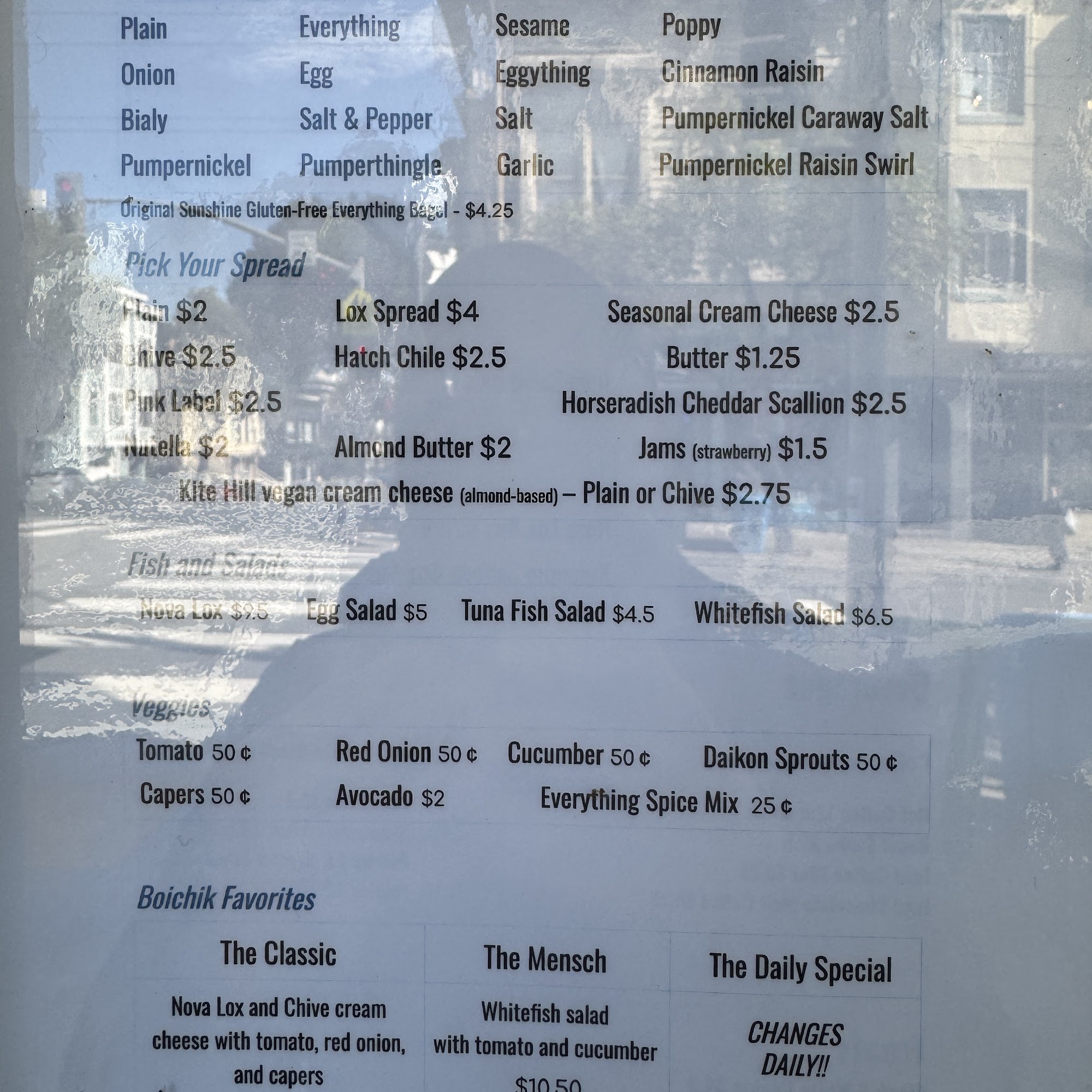 Boichik Bagels Fillmore Menu