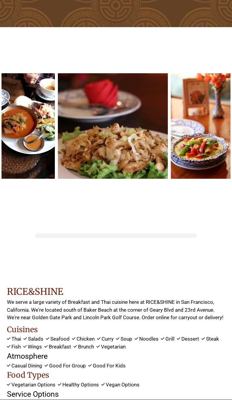 RICE&SHINE Menu